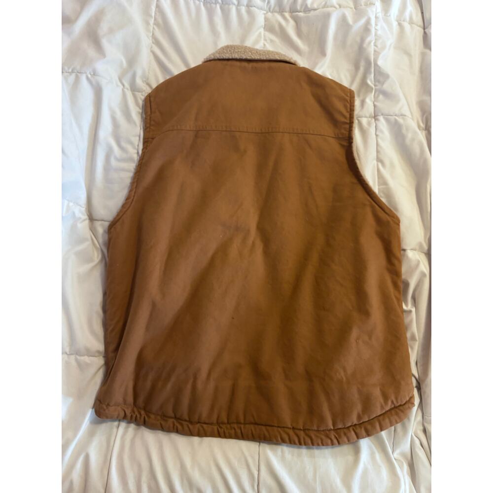 Dickies Sherpa Lined Work Vest Mens Large Brown Duck Canvas Zip Workwear Chore - Picture 5 of 6